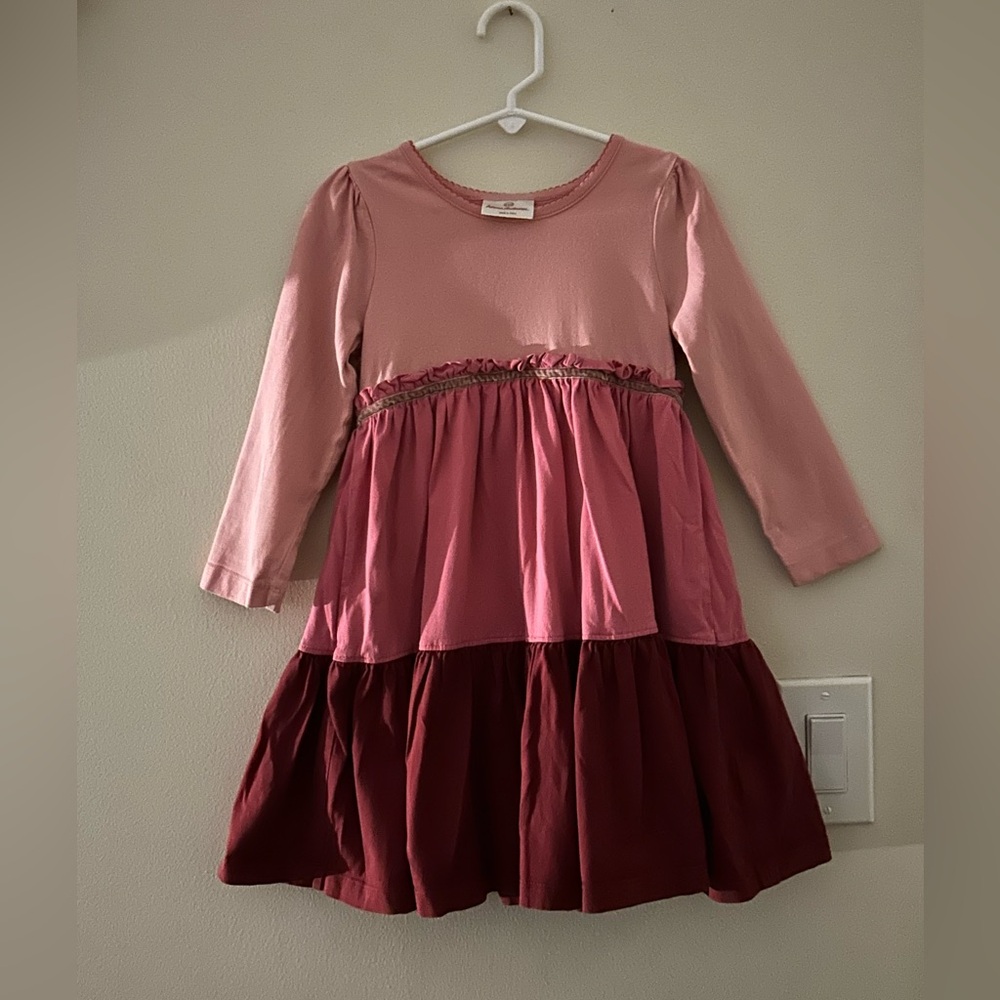 Hanna Andersson-{Size 100cm(4T)-Colorblocked Twirley Dress in Pink Multi